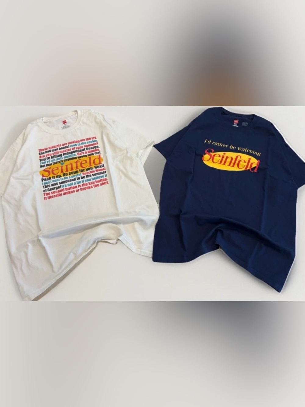 Lot of 2 Seinfeld T-Shirts Size Large 90s Comedy TV Merch Jerry Elaine Kramer